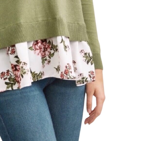 3/$20 Mock Layered Split Back Sweater, Green - Picture 4 of 10